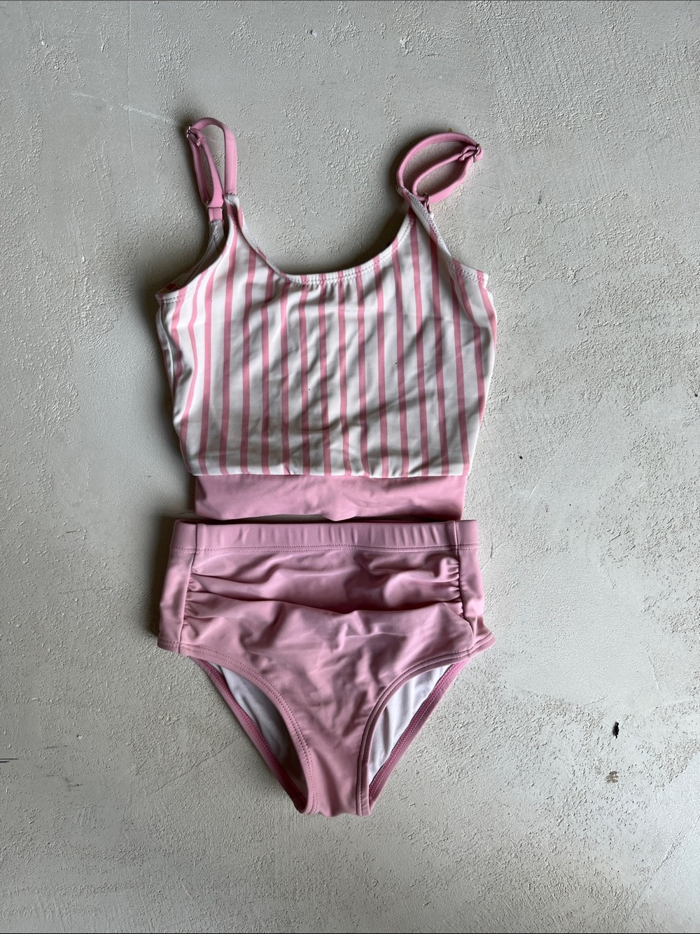 coral reef swim. Girls Pink Stripe coral reef swimTwo-Piece Swim Set.